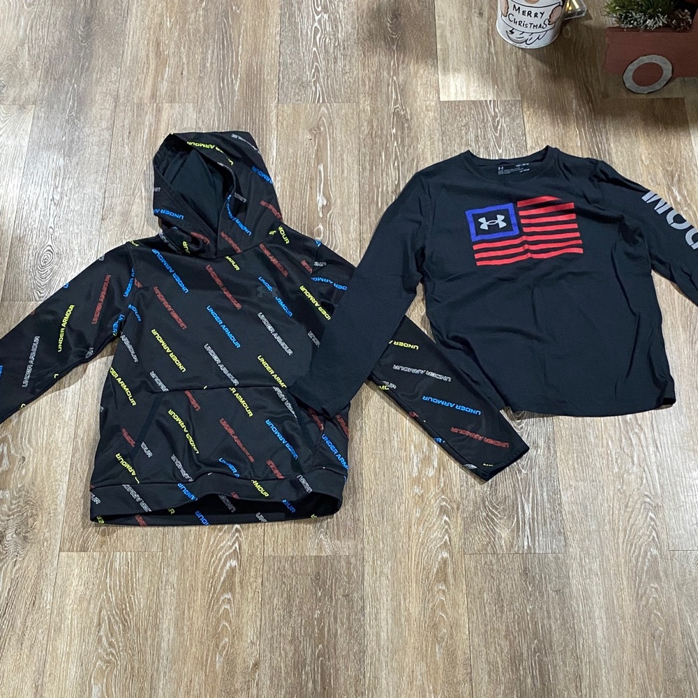 Under Armour Kids Black Hoodie and Long Sleeve Set
